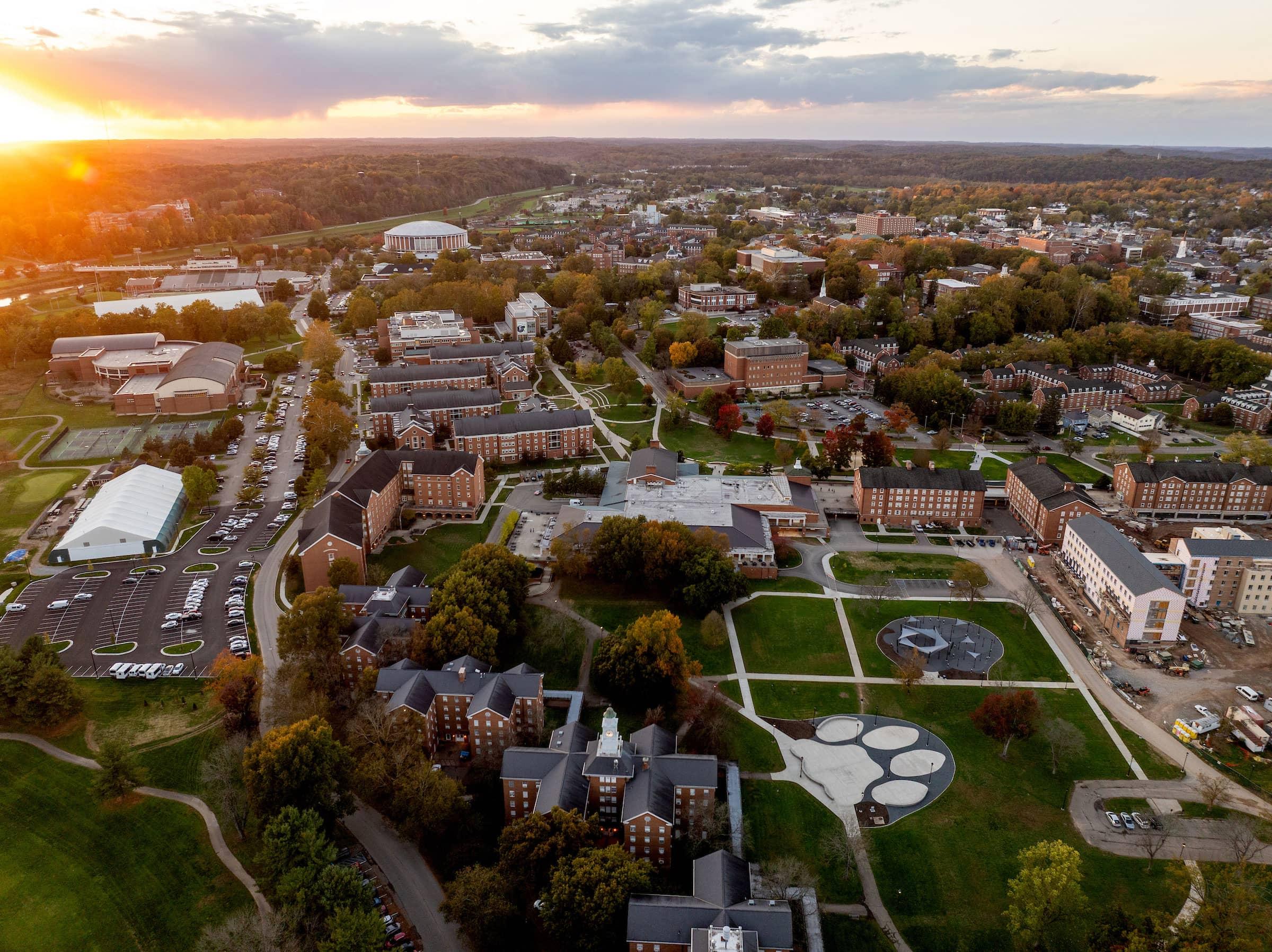 Aerial view of Athens Ohio and Ohio University