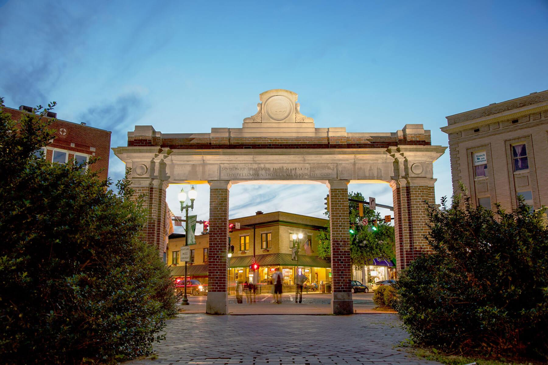 Alumni Gateway, on the corner of Court Street and Union Street in Athens, Ohio