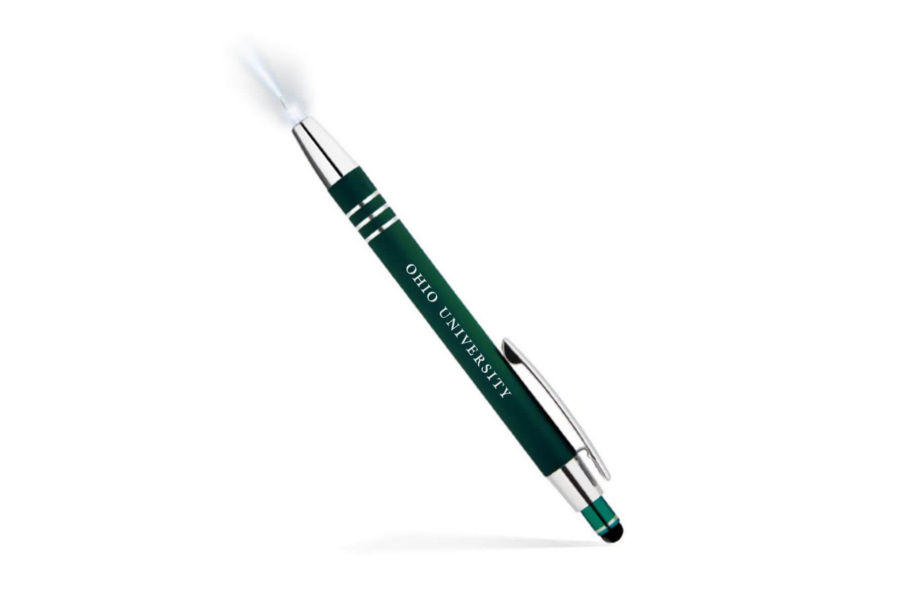 A green click pen featuring the Ohio University logo
