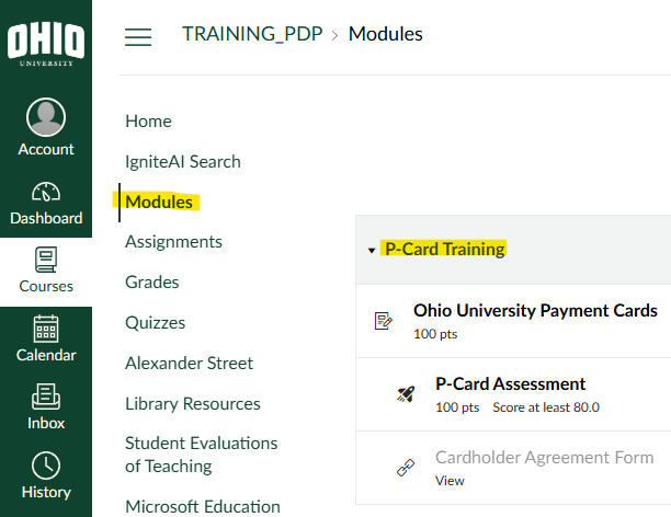 Locating PCard Module