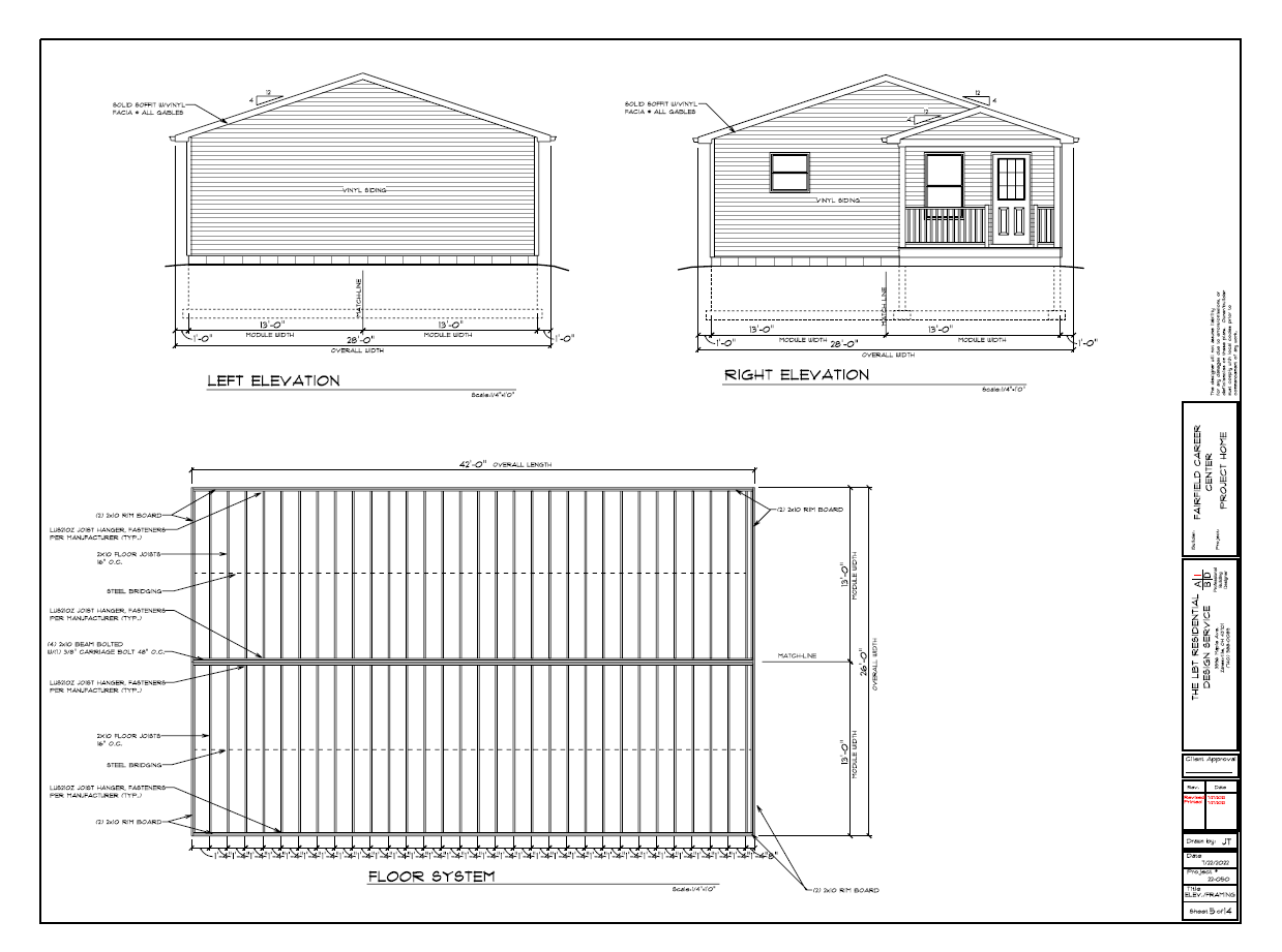 Blueprints of the front elevation of the house
