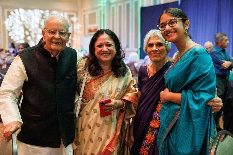 Dr. Raj Koshal and Dr. Manjulika Koshal pose for a picture with Dr. Saumya Pant and her daughter 