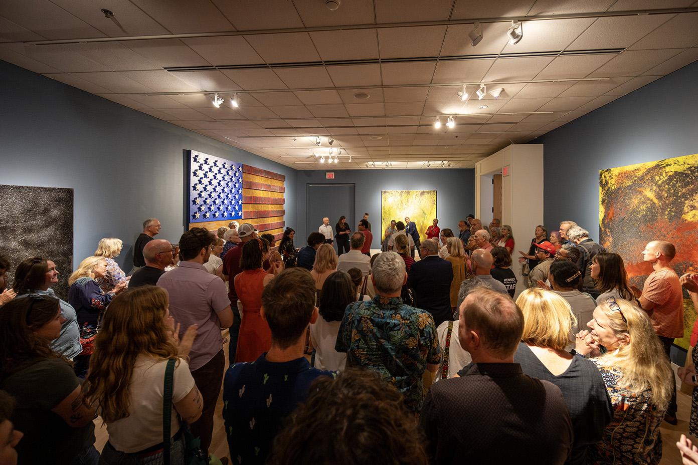 Many people gathered for gallery reception