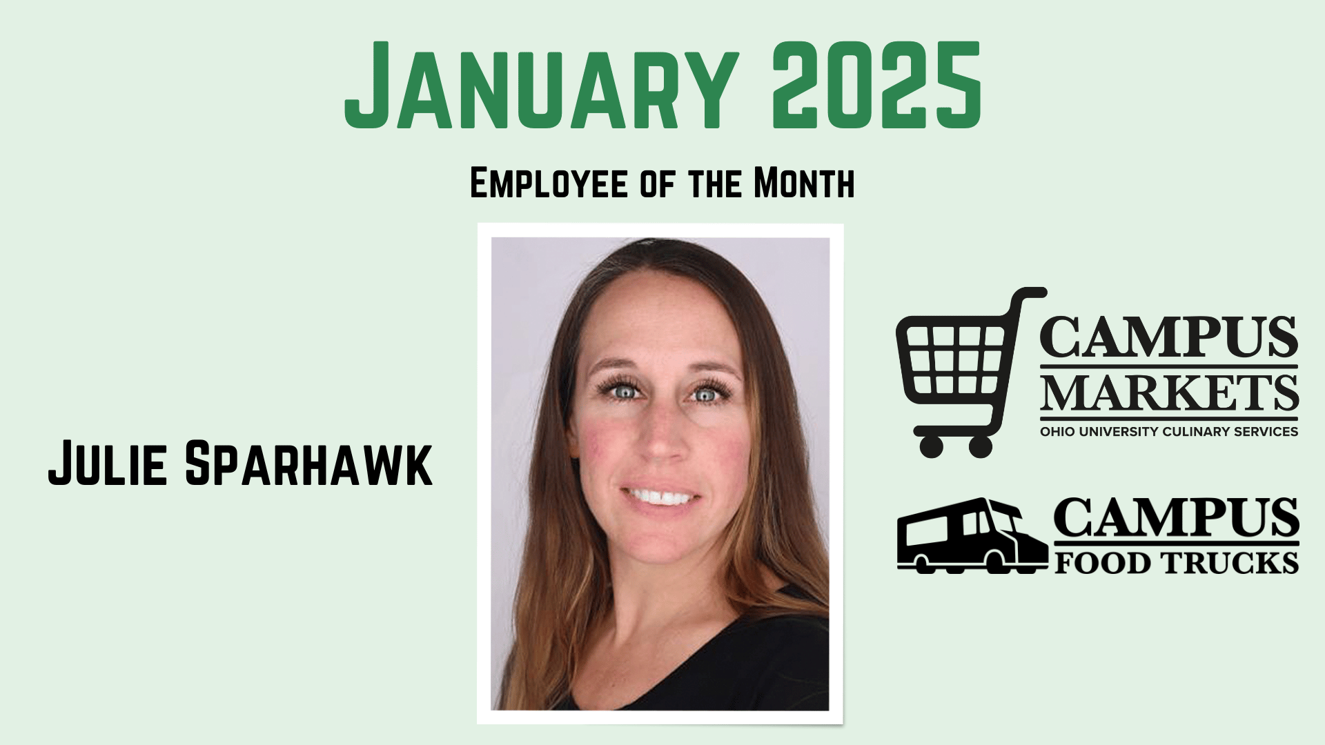 Employee of the month information and Julie Sparhawk photo