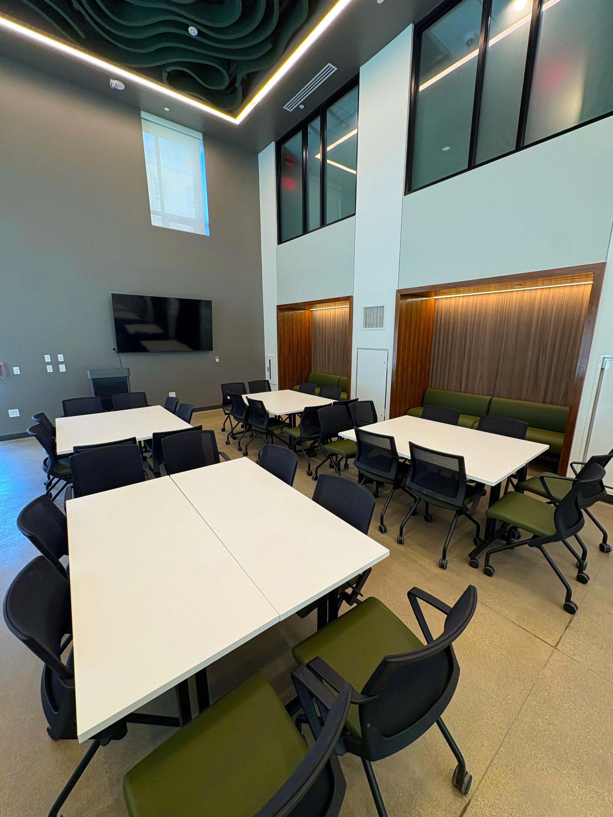 McDavis MPR with room set up in 8 pod style