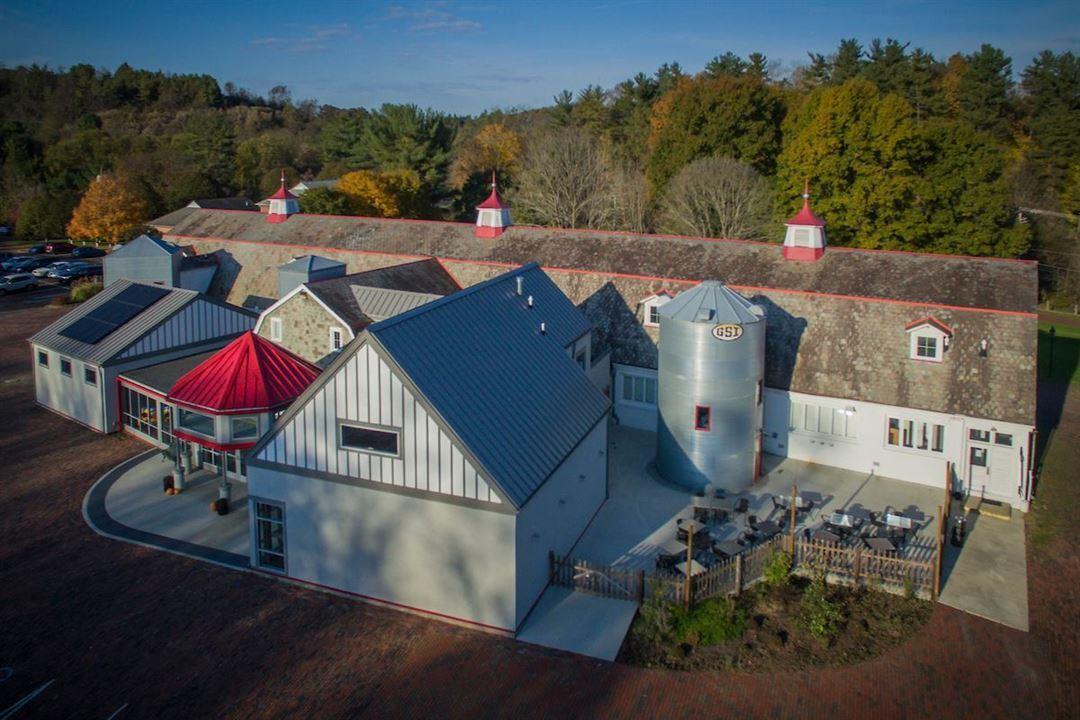 an arial view of the Dairy Barn Arts Center