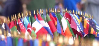 display of flags for International Education Week