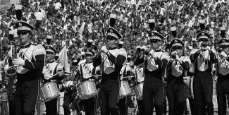 Ohio University's marching band at Kent State University in 1968.