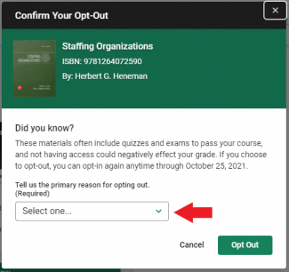 Confirm Opt out