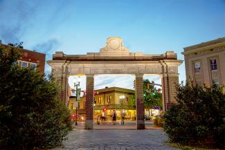 Students walk through the gateway at Ohio University