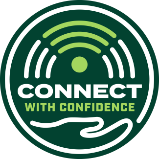 Connect with Confidence badge - featuring a wifi symbol and hand