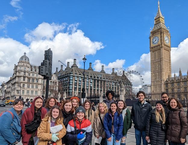 Students pose for a photo in London.