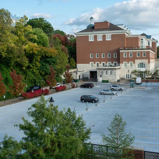 Baker Center parking lot on the Ohio University Athens campus