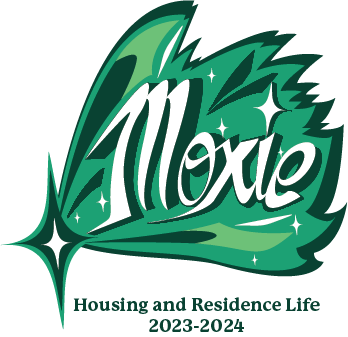 graphic with the word Moxie and Housing and Residence Life 2023-24 written below