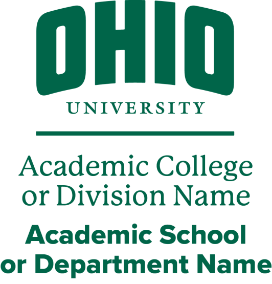 Vertical lockup of Ohio University Logo for college or unit