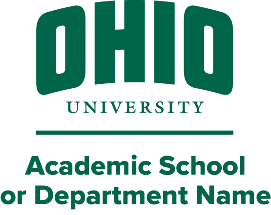 Vertical lockup of Ohio University Logo for a school or department unit