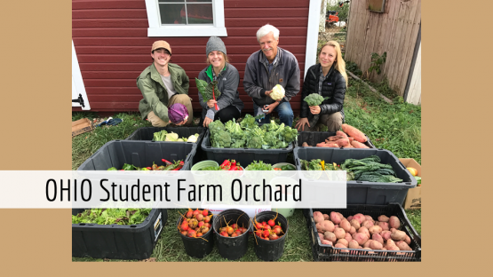 Photograph of OHIO Student Farm staff and their produce
