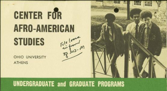 Center for Afro-American Studies brochure, circa early 1970s. Courtesy of Ohio University Digital Archives.