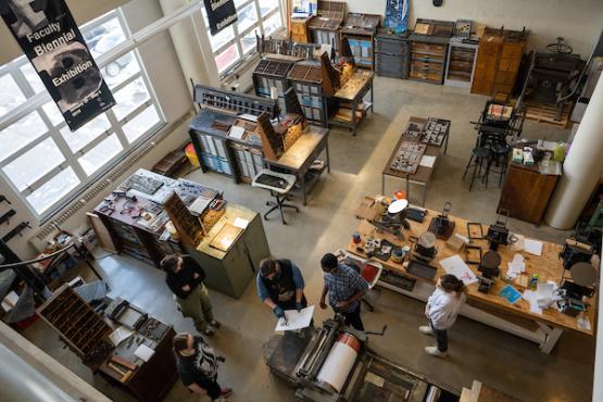 Students in print lab