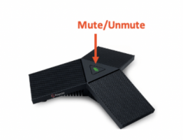 Polycom device - pointing to the mute button in the center