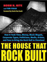 Rock and Roll hall of fame building with book title below.