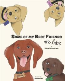 Four dog heads in different colors with book title in middle.
