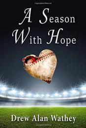 Stadium lights in background with baseball in shape of heart in center.