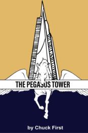 Pegasus with tower structure behind it.
