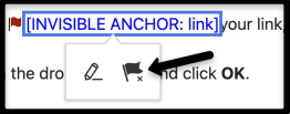 screenshot showing the remove anchor icon