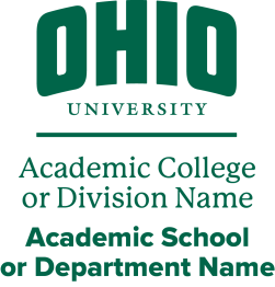 Vertical lockup of Ohio University Logo for college or unit