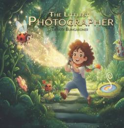 Animated image of little girl in the woods with flashlight discovering.
