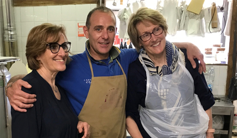 From left, Sefi Monterosso, Exedra Mediterranean Center, Ortigia; Fabio Gennaro, master cheesemaker and owner of La Ricotteria, Siracusa; Dr. Theresa Moran, Director of Food Studies.
