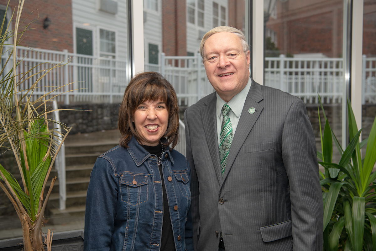 Anne Hazlett, Sr. Adviser For Rural Affairs with Ohio University President M. Duane Nellis during a visit the Athens Campus.