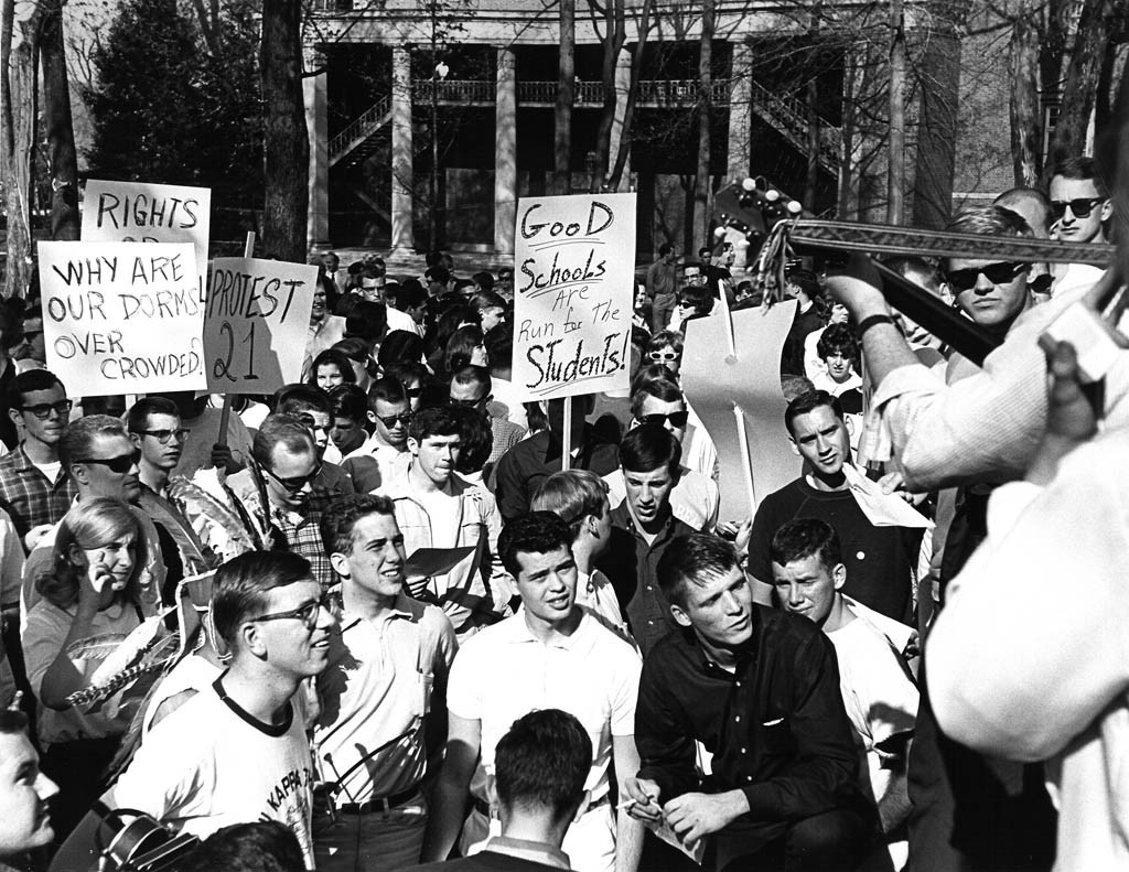 archival image of student protest