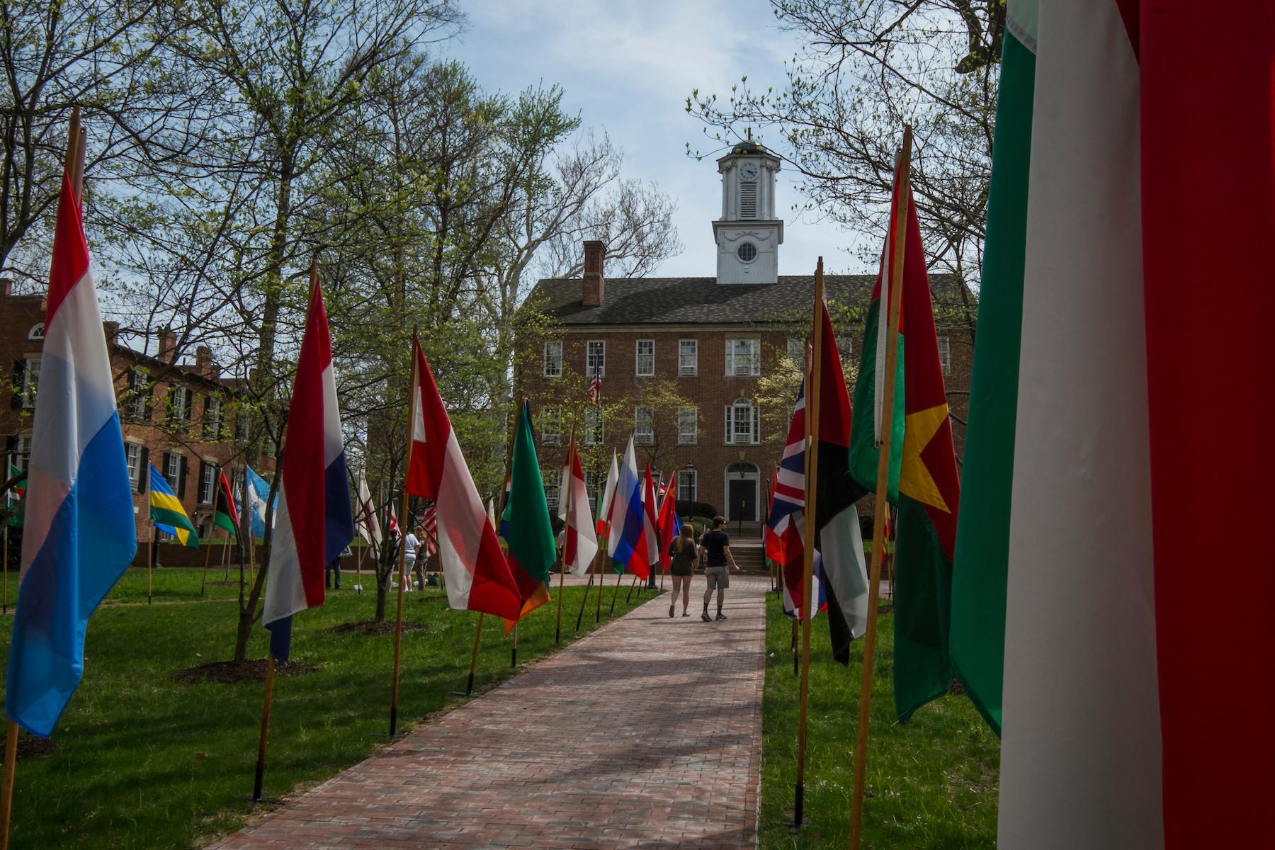 Cutler Hall with flags