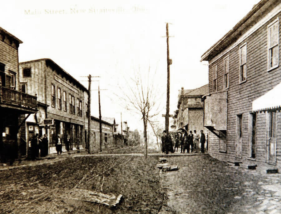 Old black and white photograph of the village of New Straitsville