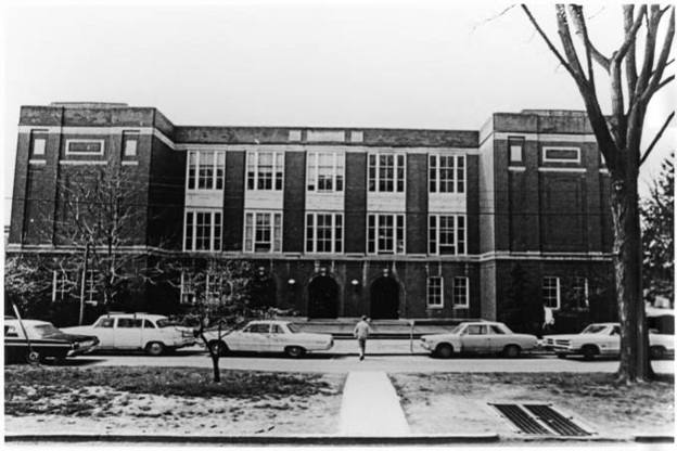 A photo of Gordy Hall from across Park Place, in the 1960s.