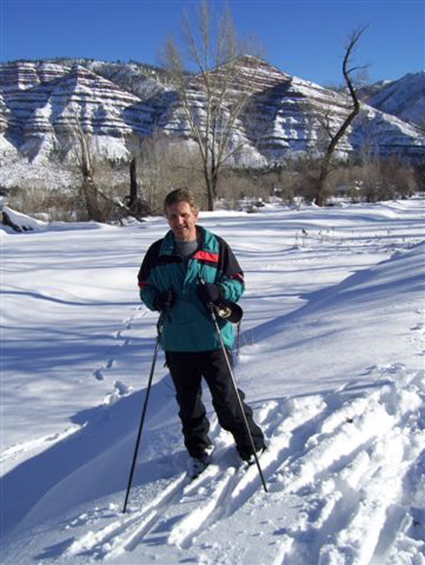 Eric Bikis skiing on a mountain
