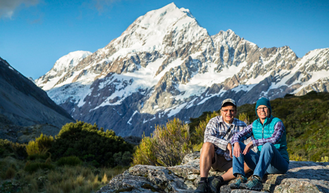 Eric Bikis and his wife, Linda, on a mountain