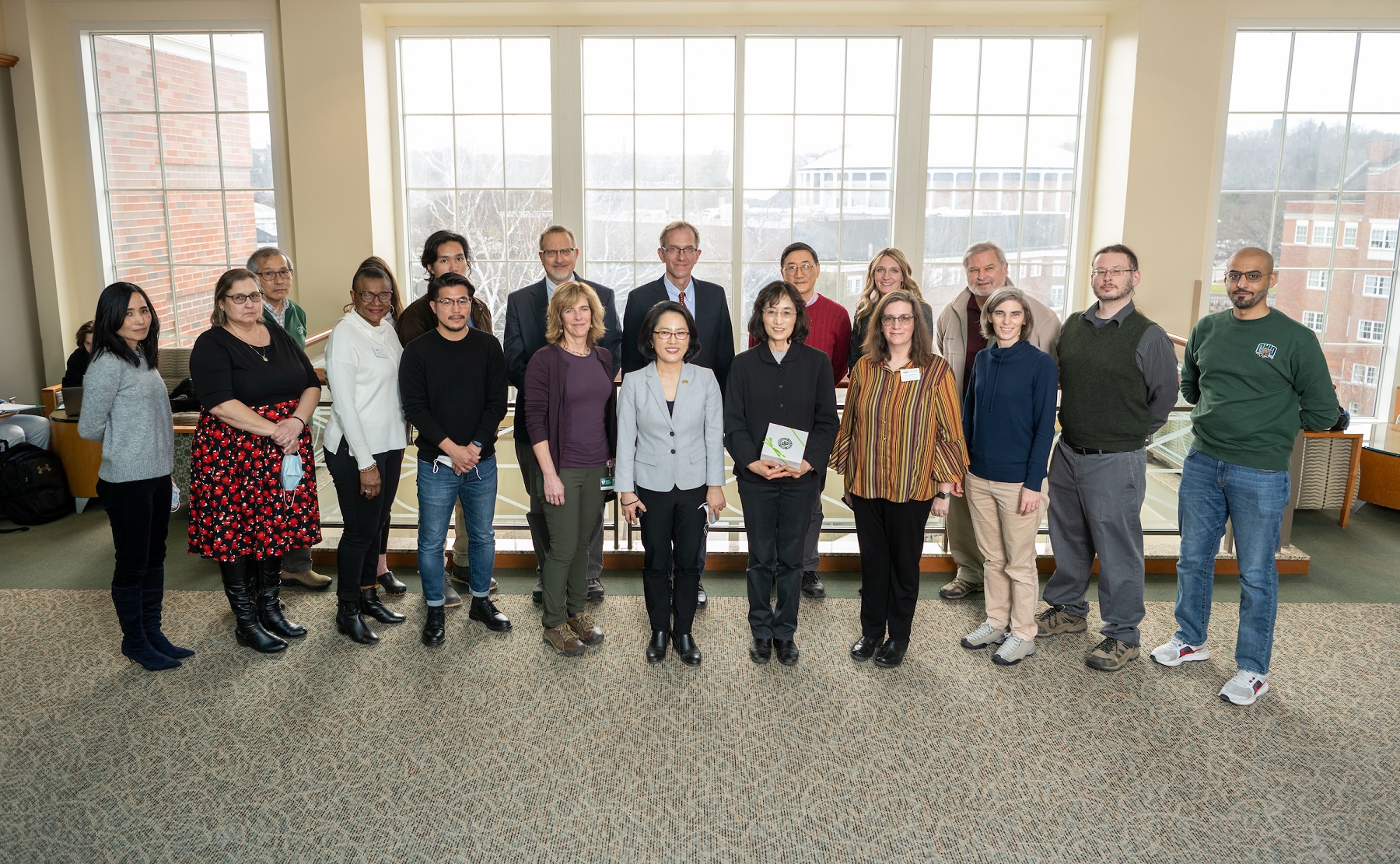 Dr. Akiko Noda is shown with Ohio University faculty and staff 