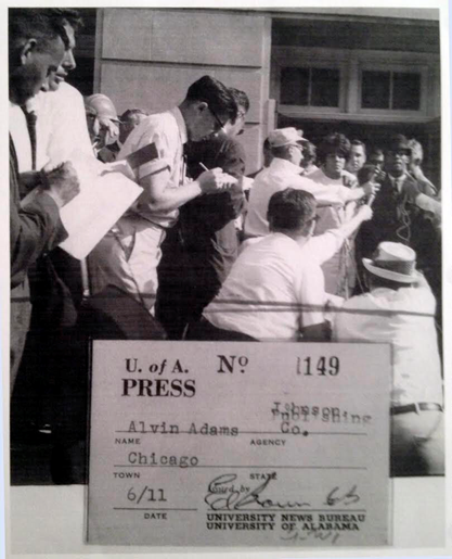 Members of the press are shown covering Governor George Wallace, June 11, 1963 at University of Alabama 