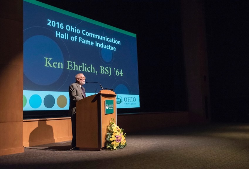 Ken Ehrlich is shown at his Hall of Fame induction ceremony