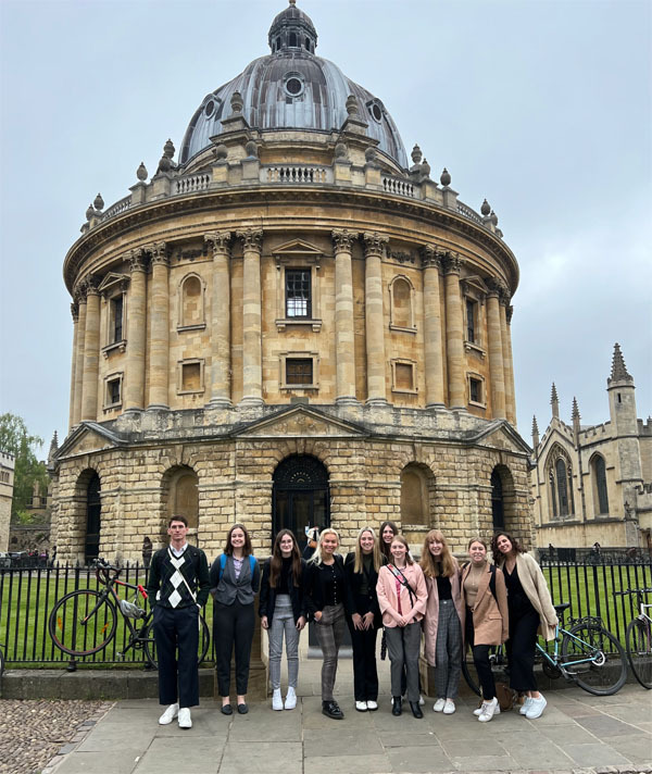 Menard Family George Washington Forum fellows are shown in front of the Radcliffe Camera in Oxford, U.K.