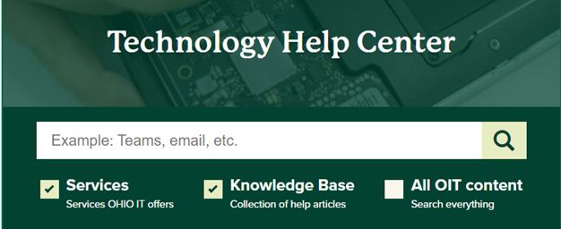 An image of the Technology Help Center search bar.