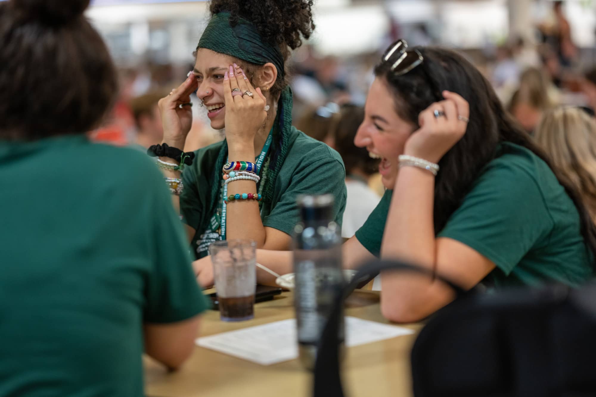 BSO leaders enjoy lunch with new Bobcats at Nelson Dining Hall.