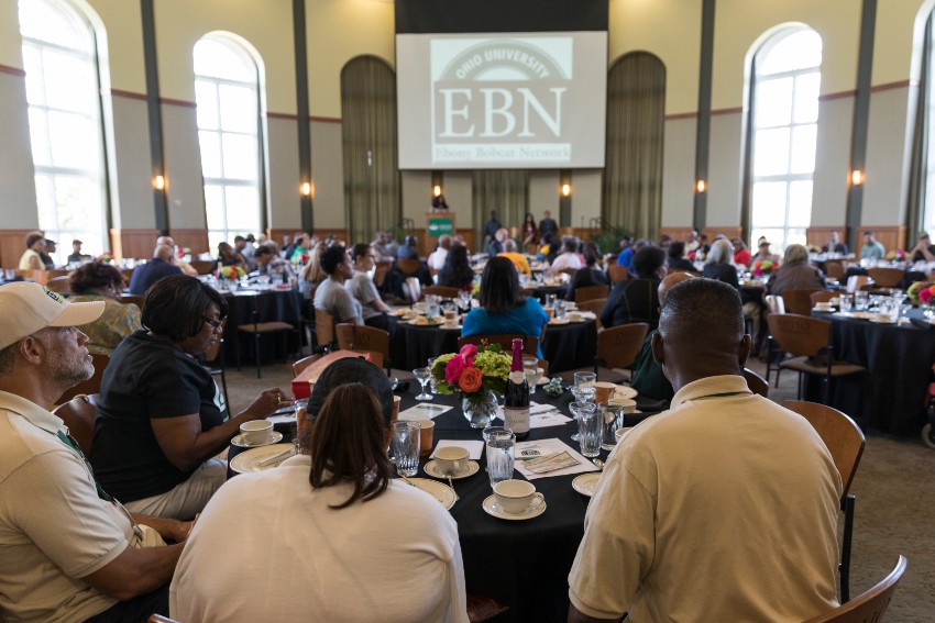 Pictured is a photo from the Ebony Bobcat Network (EBN) Breakfast held during Ohio University's 2019 Black Alumni Reunion.