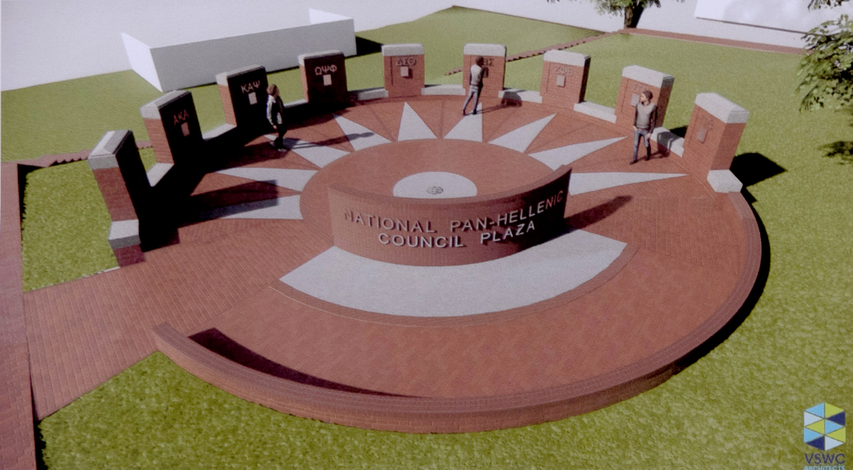 An architectural rendering of the National Pan- Hellenic Council Plaza currently under construction on College Green.