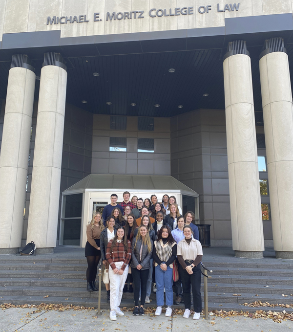 Ohio University students visit the Ohio State University Moritz College of Law.