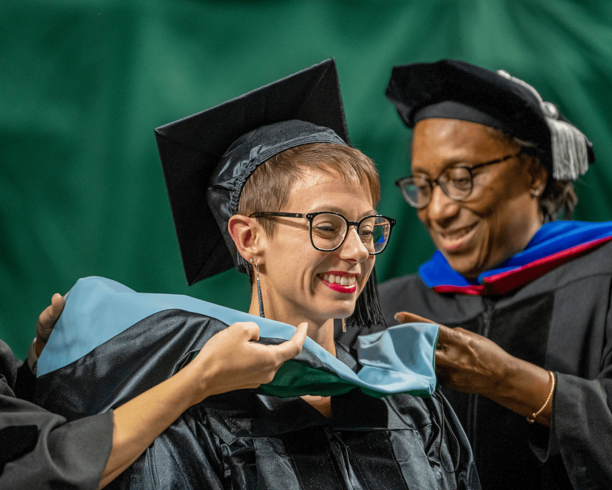 Allison Rickett wears the hood at her fall graduation.