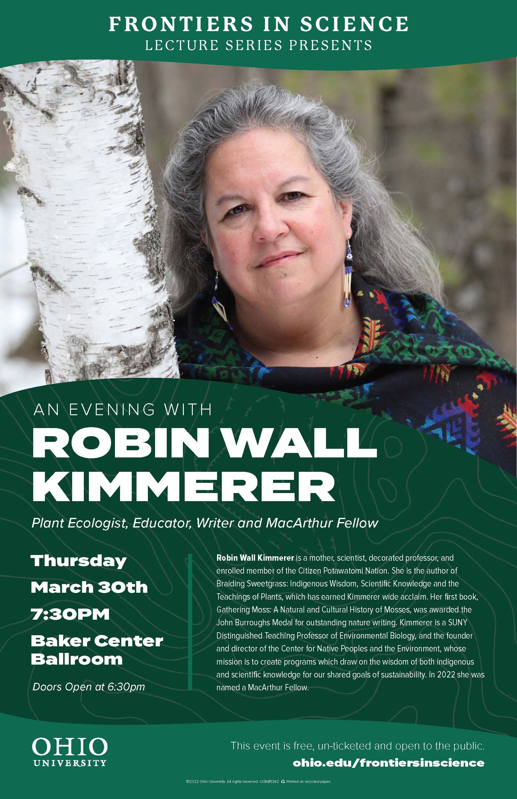 An Evening With Robin Wall Kimmerer, Thursday, March 30